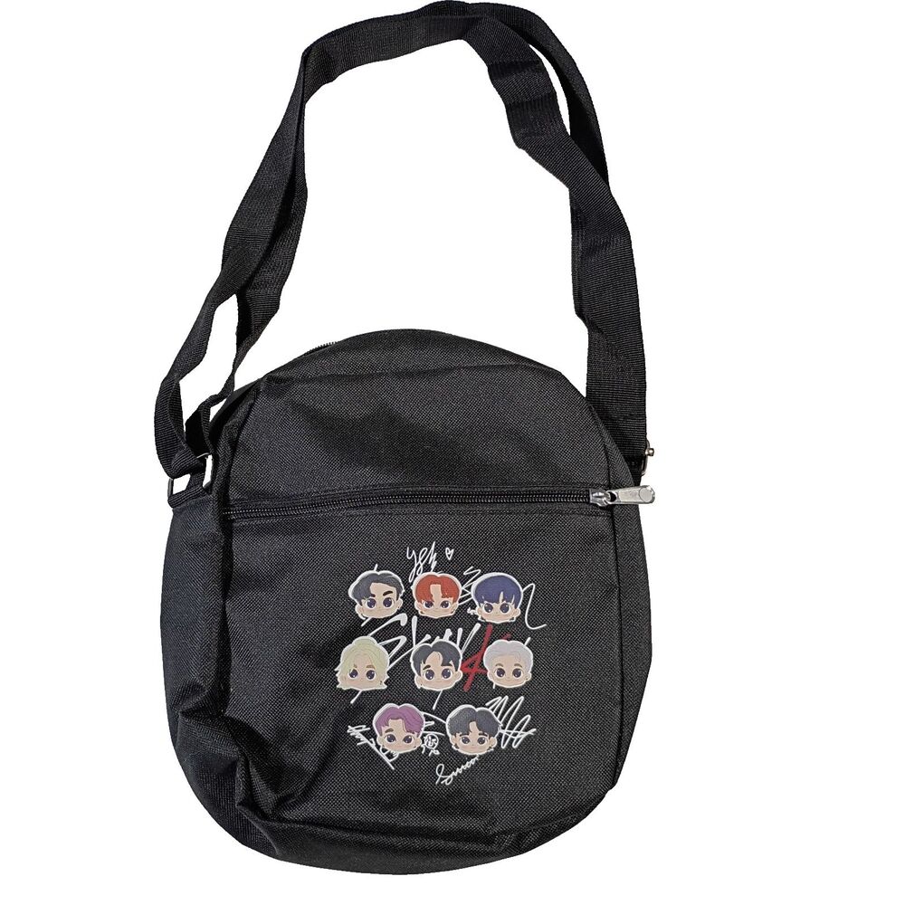 K-pop Merch Stray Kids Merch Crossbody Bag Black Nylon Adjustable